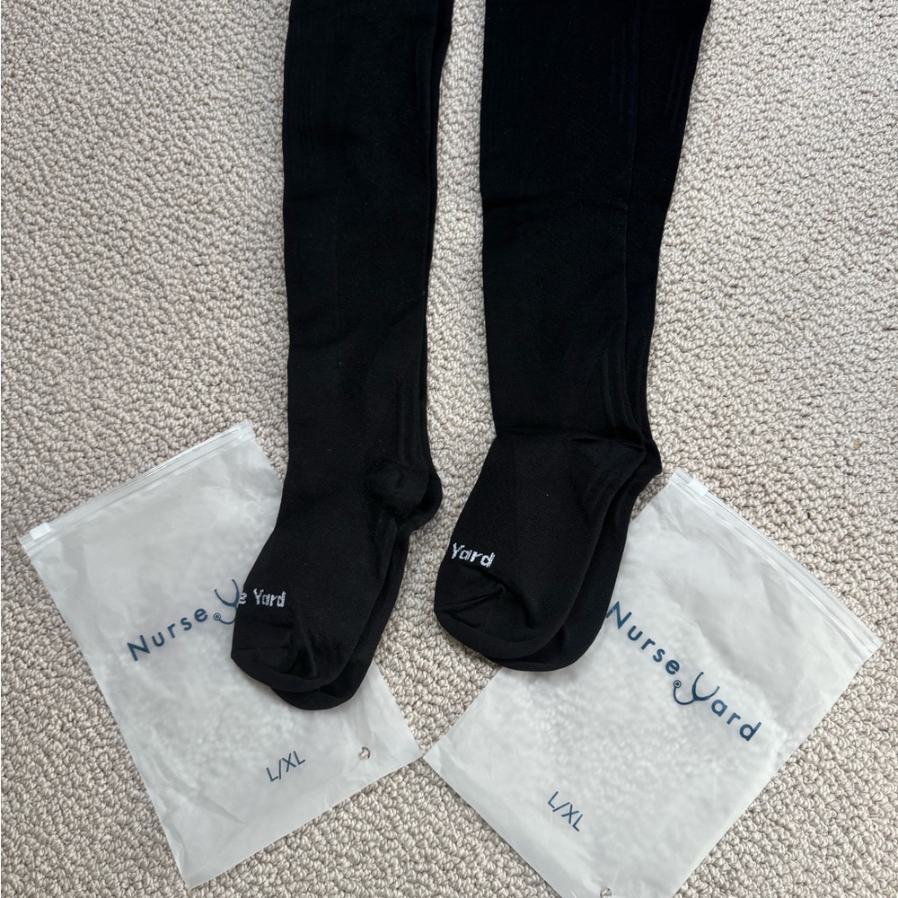 Two sets of Black Compression Socks - L/XL
